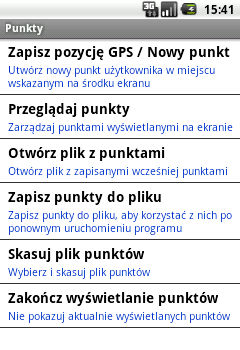 menu punkty